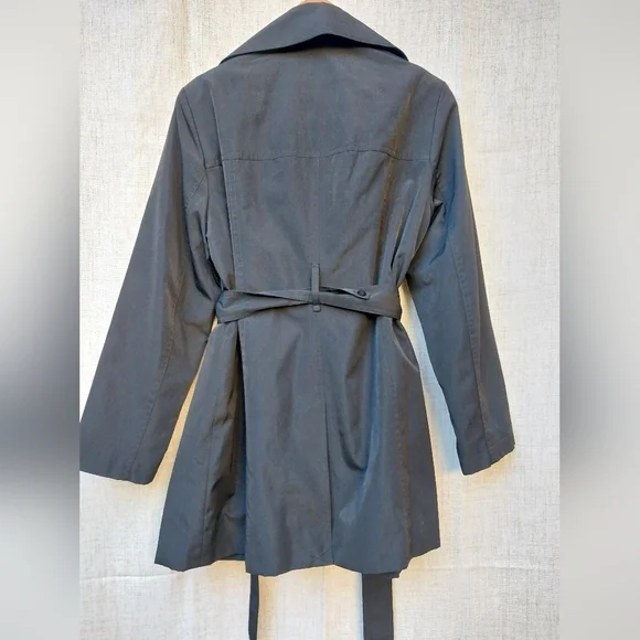 London Fog Black Trench Coat - Picture 2 of 7
